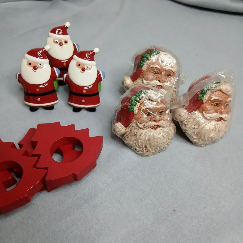 Set of 18 Holiday Napkin Rings Assorted Christmas Halloween Wooden Ceramic New